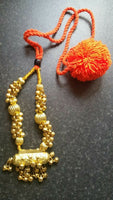 Punjabi folk cultural bhangra gidha kaintha taweet pendant orange necklace y2