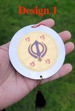 Cd khanda ik onkar khalsa car rear mirror hanging sikh guru photo ornament rr5