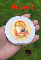 Cd khanda ik onkar khalsa car rear mirror hanging sikh guru photo ornament rr5