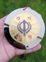 Cd khanda ik onkar khalsa car rear mirror hanging sikh guru photo ornament rr5