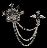 King crown cross lucky vintage look silver plated celebrity broach queen pin s5