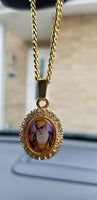 Gold plated guru nanak dev ji photo pendant punjabi sikh kaur car rear mirror