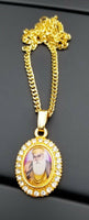 Gold plated guru nanak dev ji photo pendant punjabi sikh kaur car rear mirror