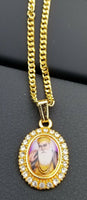 Gold plated guru nanak dev ji photo pendant punjabi sikh kaur car rear mirror