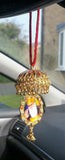 Gold plated sikh guru nanak guru gobind singh pendant chabba car mirror hanging