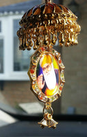 Gold plated sikh guru nanak guru gobind singh pendant chabba car mirror hanging