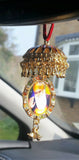 Gold plated sikh guru nanak guru gobind singh pendant chabba car mirror hanging