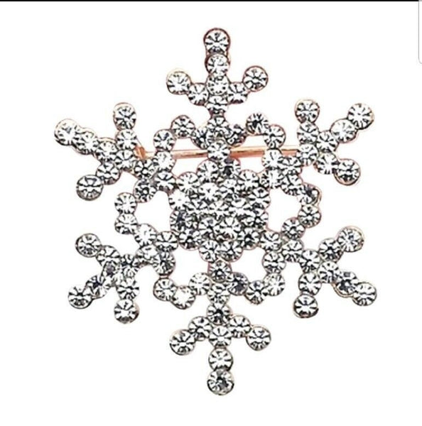 Stunning diamonte silver plated christmas elegant snow flake brooch cake pin b14