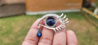 Eye tear drop brooch gold or silver plated blue black stunning diamonte pin u5