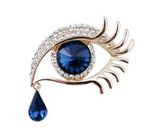 Eye tear drop brooch gold or silver plated blue black stunning diamonte pin u5