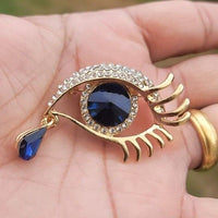 Eye tear drop brooch gold or silver plated blue black stunning diamonte pin u5