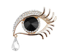 Eye tear drop brooch gold or silver plated blue black stunning diamonte pin u5