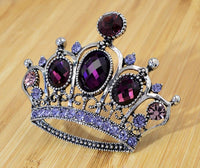 Jubilee crown brooch pink vintage look queen broach silver plated pin ggg101