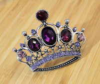 Jubilee crown brooch pink vintage look queen broach silver plated pin ggg101