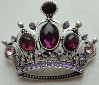 Jubilee crown brooch pink vintage look queen broach silver plated pin ggg101