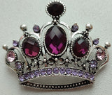 Jubilee crown brooch pink vintage look queen broach silver plated pin ggg101