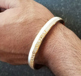 Two tone silver gold plated waheguru engraved sikh singh khalsa kara bangle t1