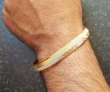 Two tone silver gold plated waheguru engraved sikh singh khalsa kara bangle t1