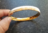 Two tone silver gold plated waheguru engraved sikh singh khalsa kara bangle t1