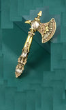 Axe brooch gold silver plated designer broach celebrity queen king pin i32 new