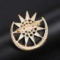 Star moon brooch gold silver plated designer broach celebrity king queen pin i29