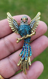 Parrot brooch vintage look celebrity broach gold silver plated lady pin k37 new