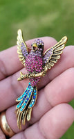 Parrot brooch vintage look celebrity broach gold silver plated lady pin k37 new