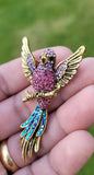 Parrot brooch vintage look celebrity broach gold silver plated lady pin k37 new