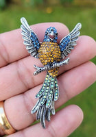 Parrot brooch vintage look celebrity broach gold silver plated lady pin k37 new