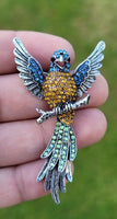 Parrot brooch vintage look celebrity broach gold silver plated lady pin k37 new