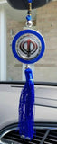 Guru nanak photo stunning khanda punjabi sikh pendant car rear mirror blue ss