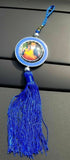 Guru nanak photo stunning khanda punjabi sikh pendant car rear mirror blue ss