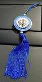 Guru nanak photo stunning khanda punjabi sikh pendant car rear mirror blue ss