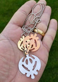 Khalsa silver gold copper plated punjabi sikh khanda pendant singh kaur gift dd1