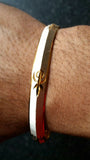 Two Tone Silver Gold Plated Laser Khandas Engraved Sikh Singh Khalsa Kara Bangle