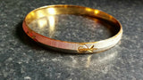 Two Tone Silver Gold Plated Laser Khandas Engraved Sikh Singh Khalsa Kara Bangle