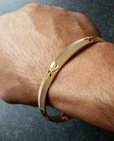 Two Tone Silver Gold Plated Laser Khandas Engraved Sikh Singh Khalsa Kara Bangle