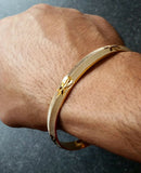 Two Tone Silver Gold Plated Laser Khandas Engraved Sikh Singh Khalsa Kara Bangle