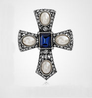 Royal cross brooch vintage look silver plated celebrity broach queen pin k47 new