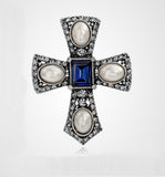 Royal cross brooch vintage look silver plated celebrity broach queen pin k47 new