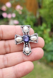 Royal cross brooch vintage look silver plated celebrity broach queen pin k47 new