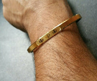 Gold plated laser engraved khandas sikh singh khalsa kada bangle kara qe2