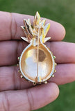 Pineapple brooch vintage look gold plated retro enamel celebrity broach pin k22