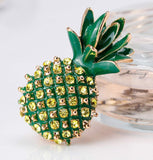 Pineapple brooch vintage look gold plated retro enamel celebrity broach pin k22