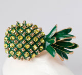 Pineapple brooch vintage look gold plated retro enamel celebrity broach pin k22