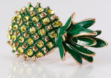 Pineapple brooch vintage look gold plated retro enamel celebrity broach pin k22