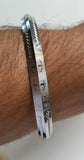 New silver plated laser engraved khandas sikh singh khalsa kara bangle kada d8