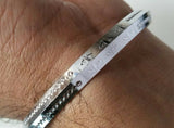 New silver plated laser engraved khandas sikh singh khalsa kara bangle kada d8