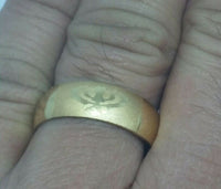 Beautiful gold plated laser engraved khanda ring hindu sikh punjabi challa gift