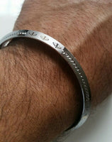 New silver plated laser engraved khandas sikh singh khalsa kara bangle kada d8